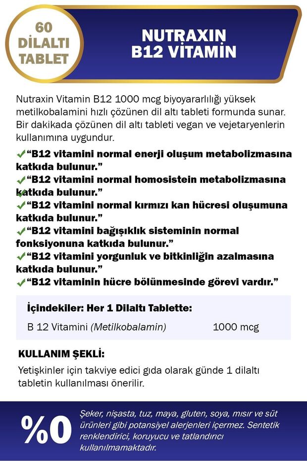 B12 Vitamin 60 Tablet 2 ADET - 2