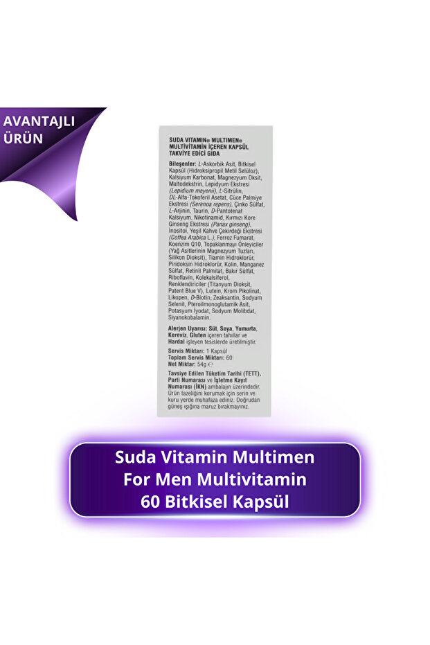Vitamin Multimen For Men Multivitamin 60 Bitkisel Kapsül 4 ADET - 2
