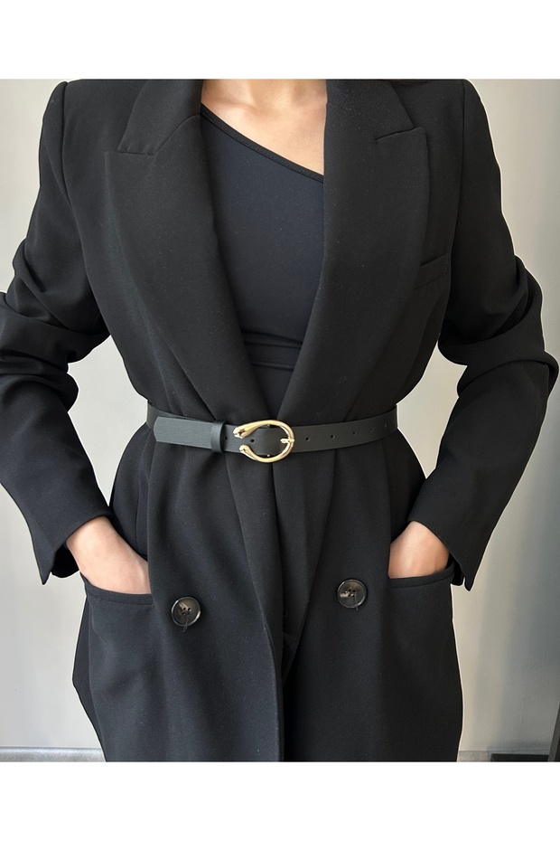 Impress Half Ring Patterned Women's Gold Buckle Belt Jacket Belt Dress Belt Trouser Belt