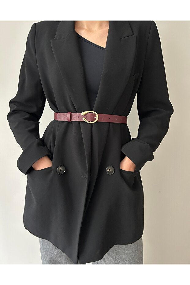 Impress Half Ring Patterned Women's Gold Buckle Belt Jacket Belt Dress Belt Trouser Belt