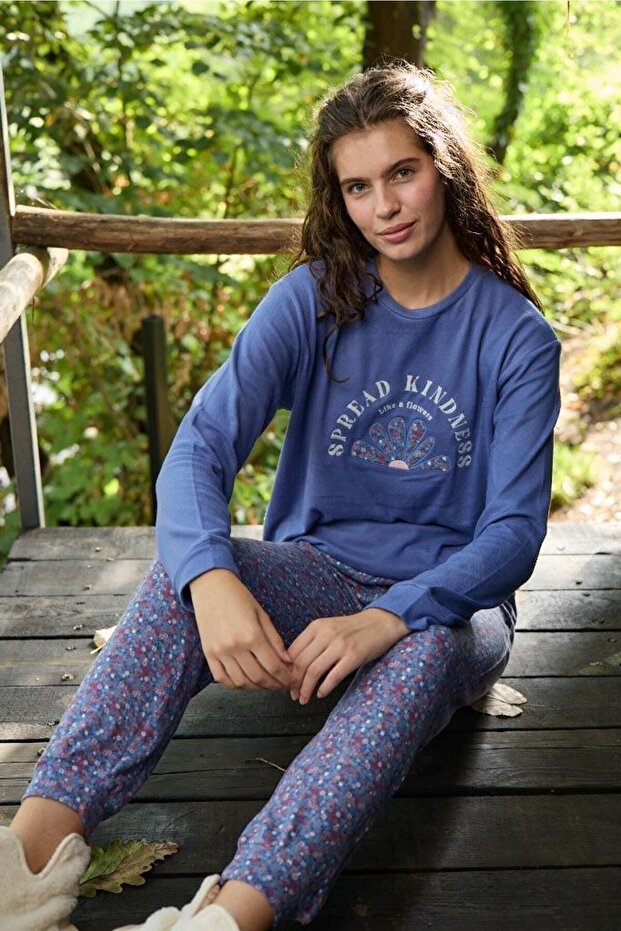 Ženska termo plava pidžama - 3