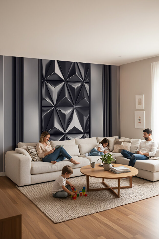 Black Diamond 3D Tek Parça Tekstil Duvar Kağıdı - 2