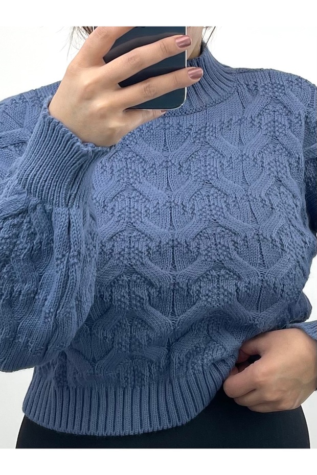 Braided Turtleneck Knitwear Sweater