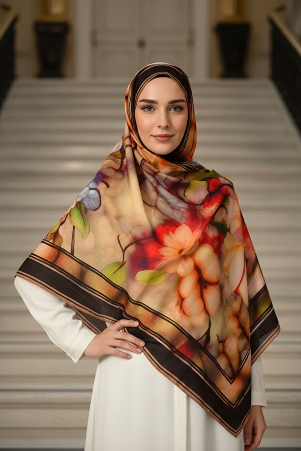 - Luma Abstract Patterned Shawl - Red