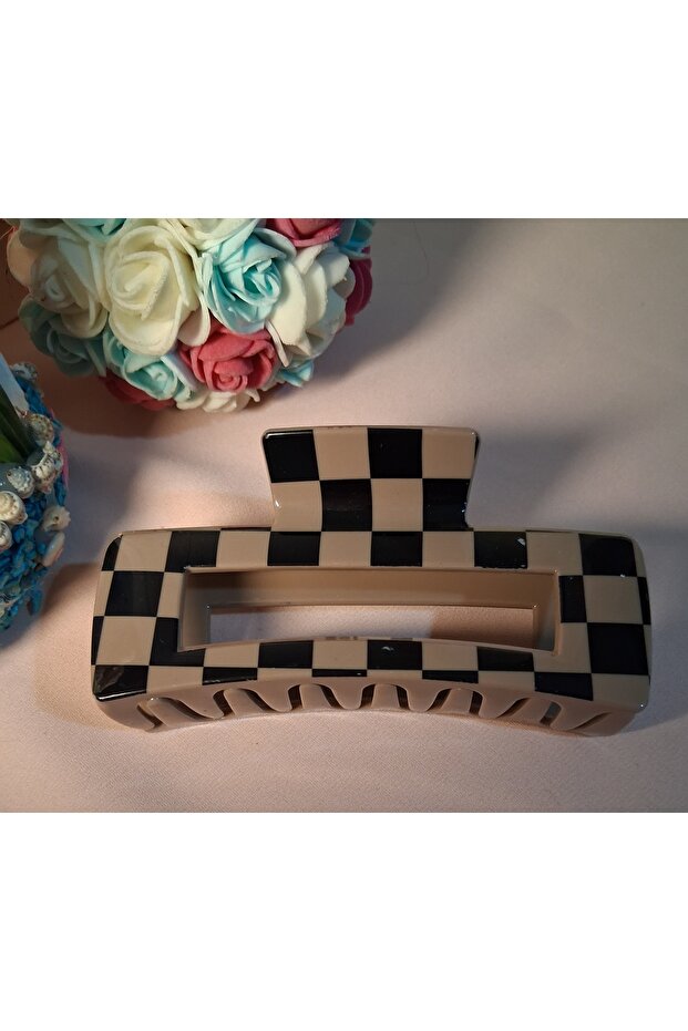 مشبك شعر كبير بنمط مربعات - 2