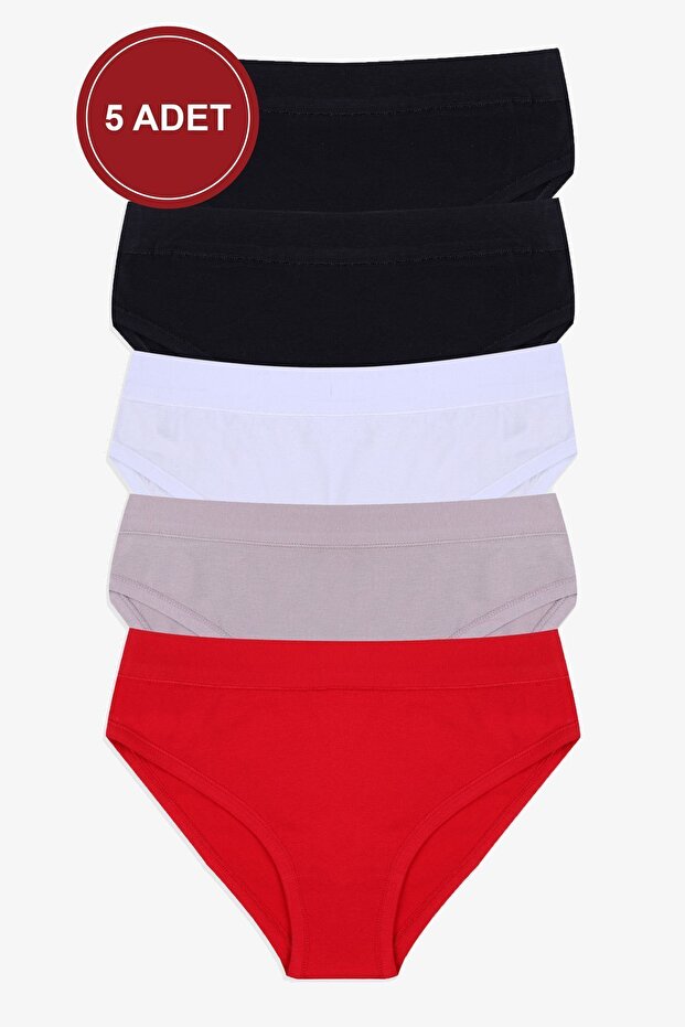 Kadın 5'li Biyeli Basic Külot - 1