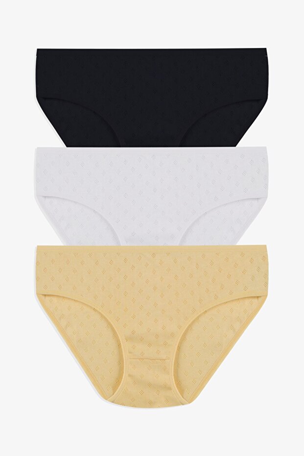 Women's 3-Piece Patterned Jacquard Cotton High Waist Bato