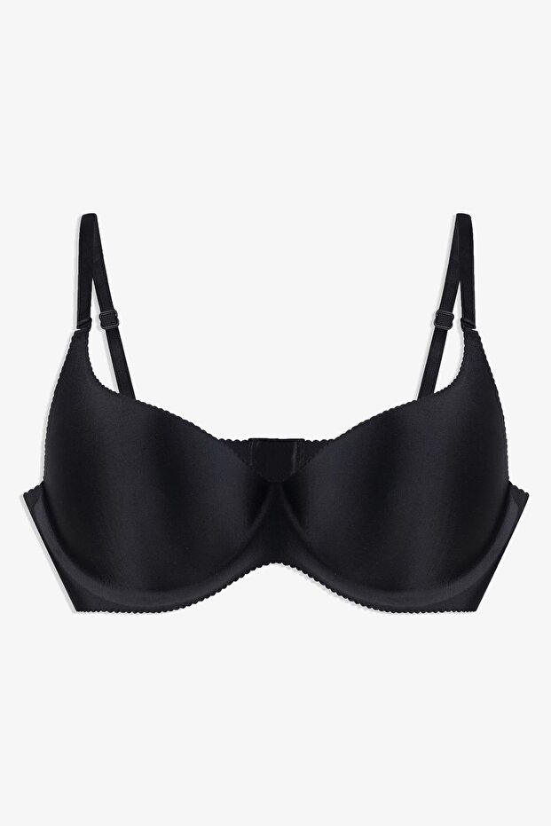 Women's Seamless - Laser Cut Seamless Push Up Black Bra