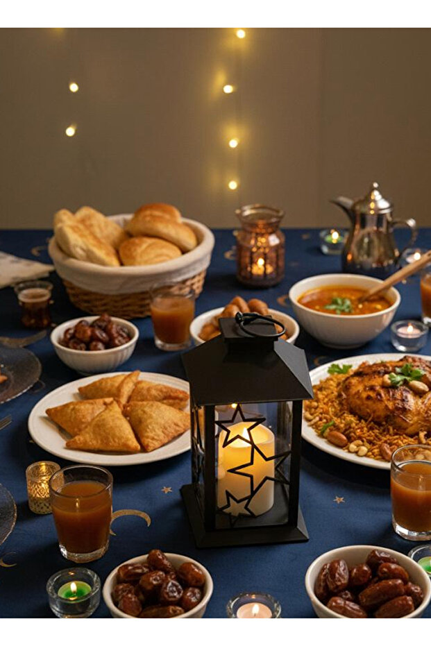 فانوس LED كبير الحجم بارتفاع 32 سم مناسب لاجواء رمضان يعمل ببطاريات AAA