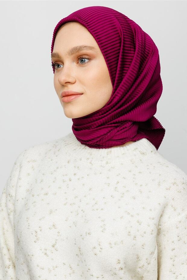 Eșarfă plisată cu prune - 1