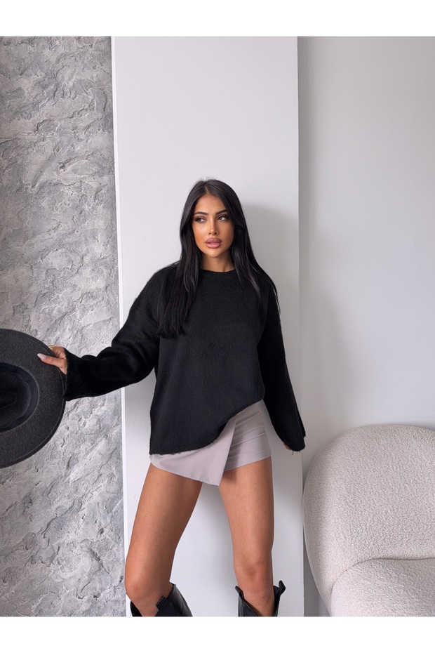 Geniş Kol Basic Triko Kazak - 3