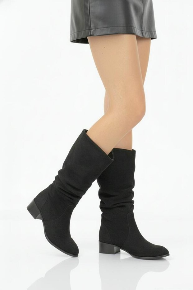 Large Number Women's Boots 41-42-43-44 Black Suede