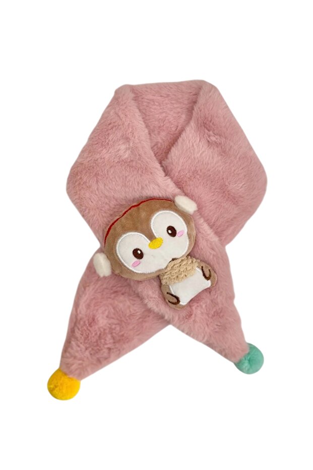 Little Bird Plush Girl's Scarf - Dark Pink
