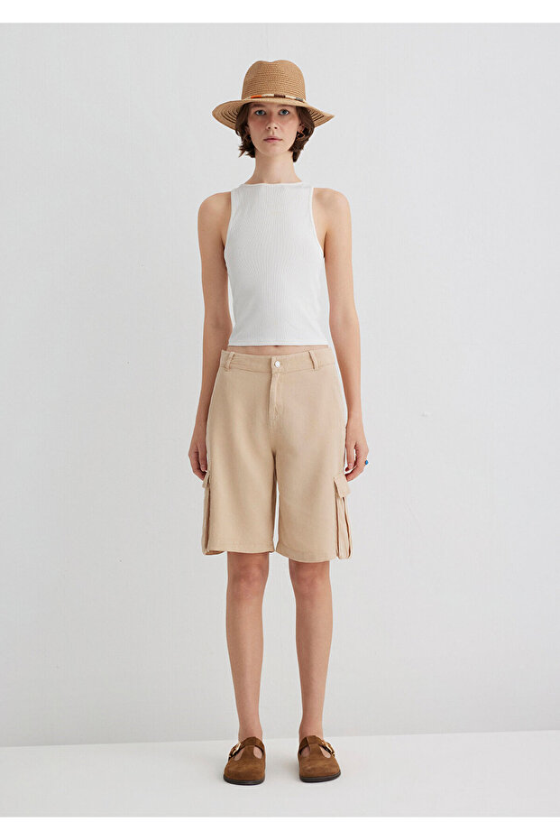Bej Kargo Şort 1410233-87119 - 5