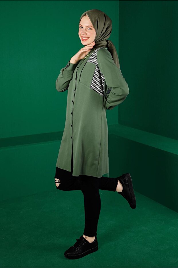 تونيك بأزرار وتفاصيل نقشة الدبابة 43288 - 2