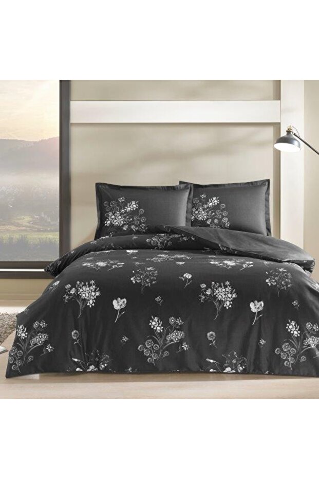 Roxane Black Satin - Double Bedding Set - 1