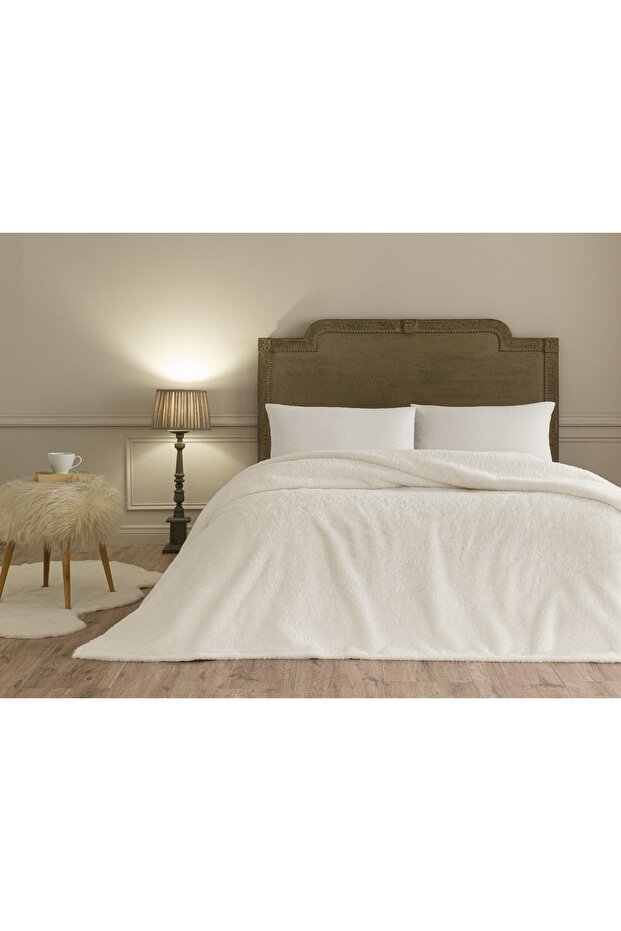 Mathie Çift Kişilik Ekru Battaniye - 3