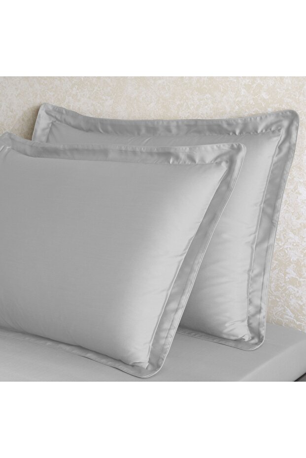X Tencel ™ Lyocell Set of 2 Flounced Pillowcases Gray