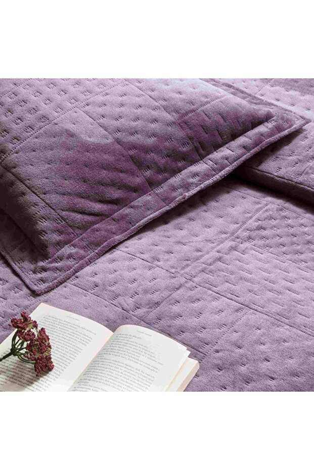 Alvin Bedspread Set, Single Plum - 2