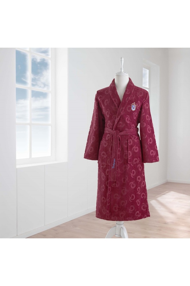 Trabzonspor Jacquard Cotton Adult Bathrobe Claret Red