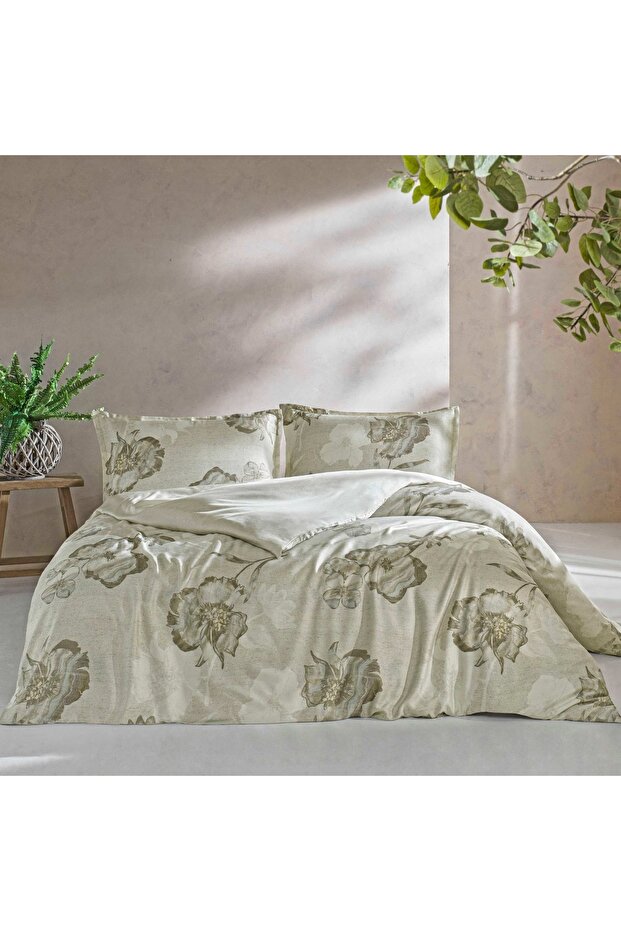 Taç Reborn Primrose Bamboo Double Duvet Cover Set Beige