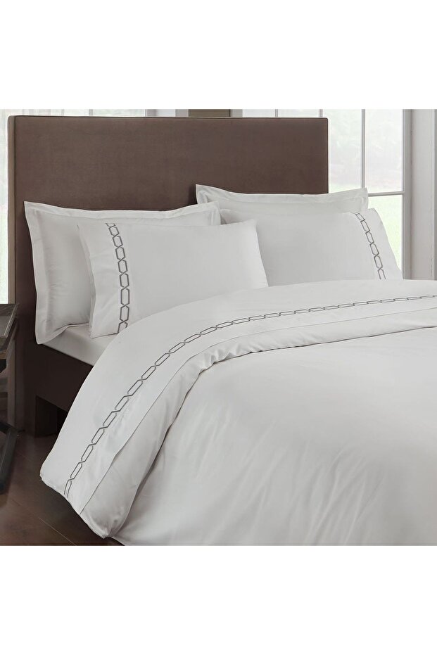 طقم غطاء لحاف مزدوج من Diamond Satin Delux أنثراسايت