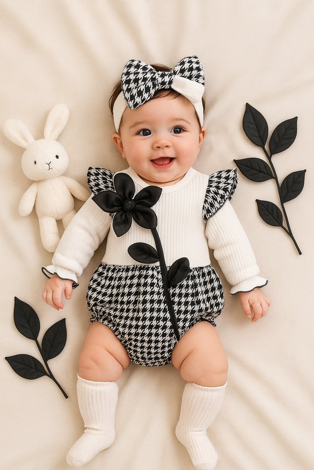 Baby Girl 3-6-9-12 Months Snow White Rose Romper