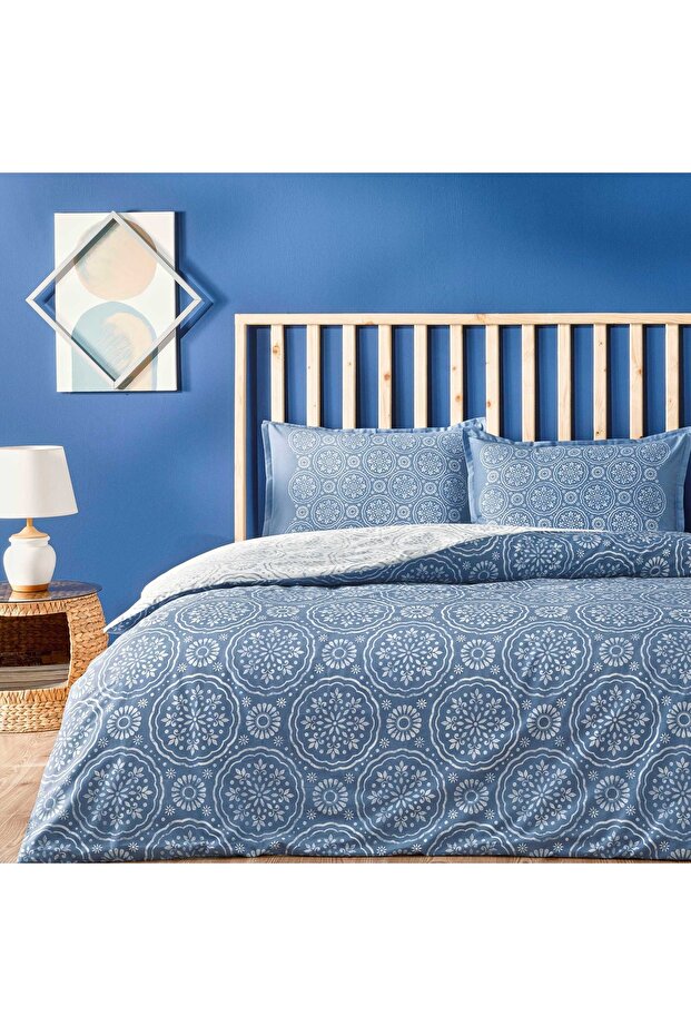 Allday Tuiren Cotton Satin Double Duvet Cover Set Blue
