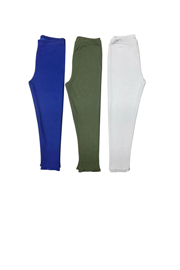 Girls' 3-Piece Ribbed Stretchy Camisole Long Leggings (100% Cotton)