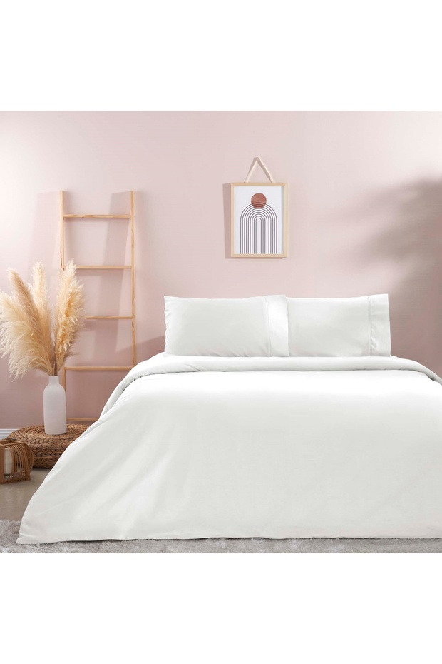 Basic Ranforce Double Duvet Cover Set White - 1