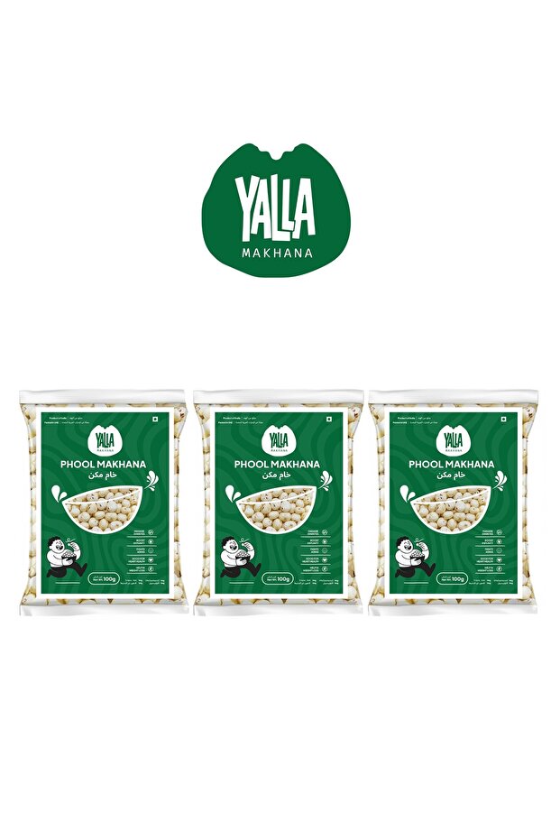 YALLA Premium Raw Makhana | Fox Nuts | 100g (Pack of 3)