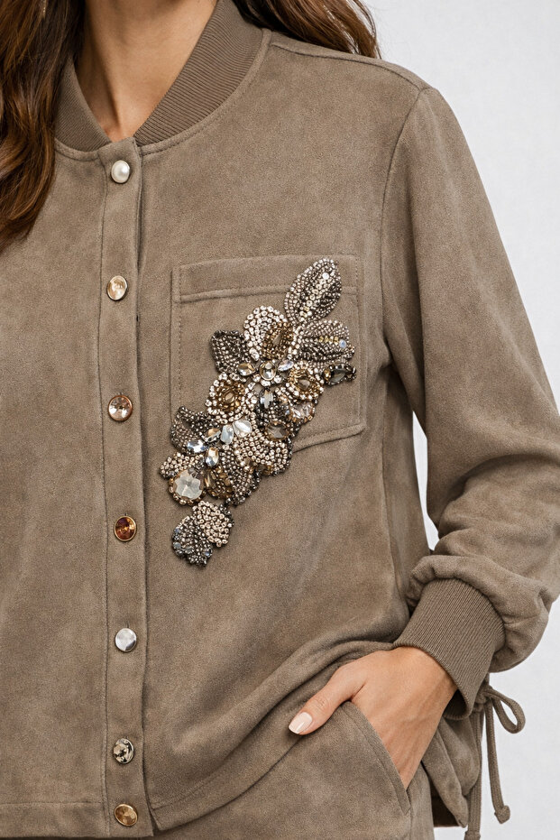 İşlemeli Süet Tunik - 2