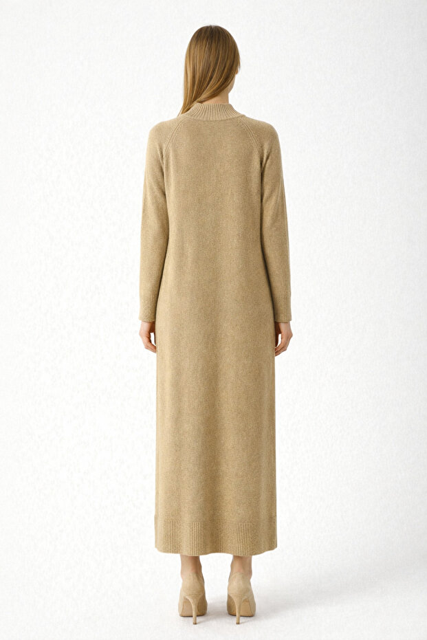 Düğmeli Triko Elbise - 3