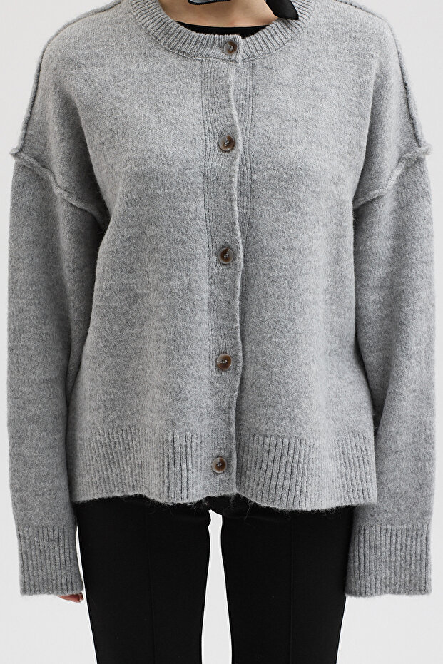 Dikiş Detaylı Basic Triko Hırka 5193 - 6