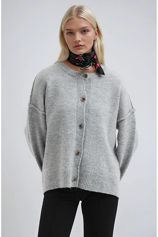 Dikiş Detaylı Basic Triko Hırka 5193 - 3