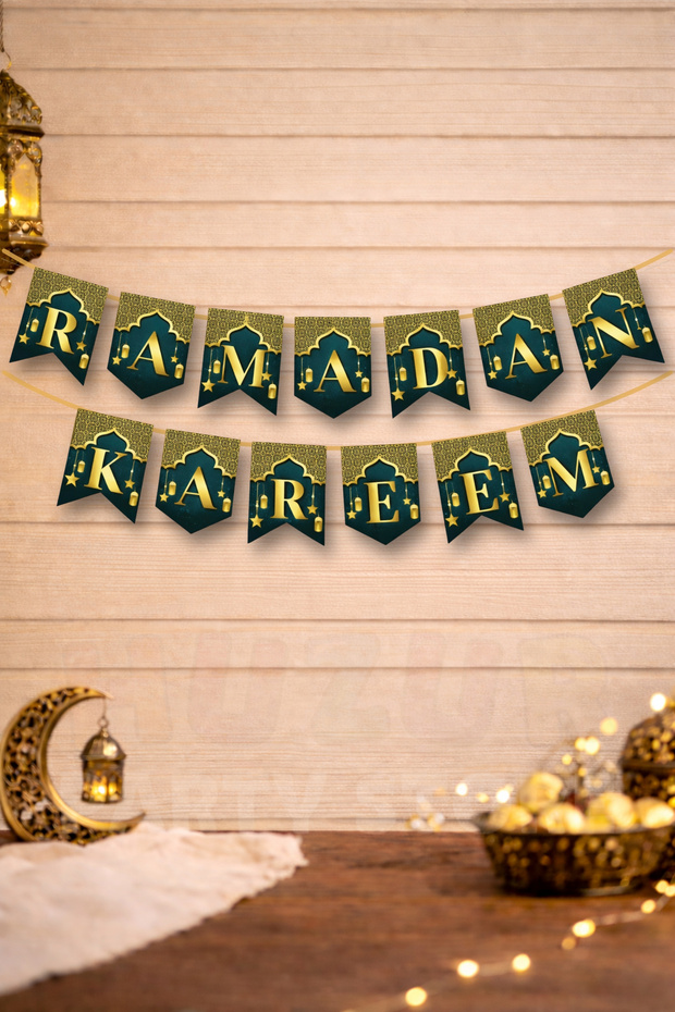 Ramadan Kareem Written Hanging Banner 200 cm Welcome Ramadan Eid Mubarak Religious Ornament Islamic Decorations