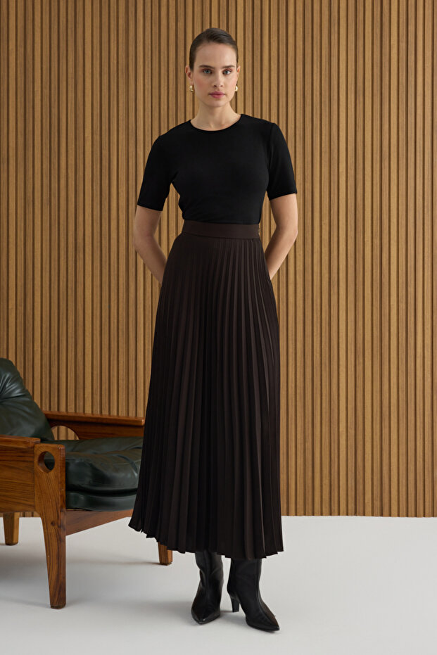 Fusta maro plisată - 1