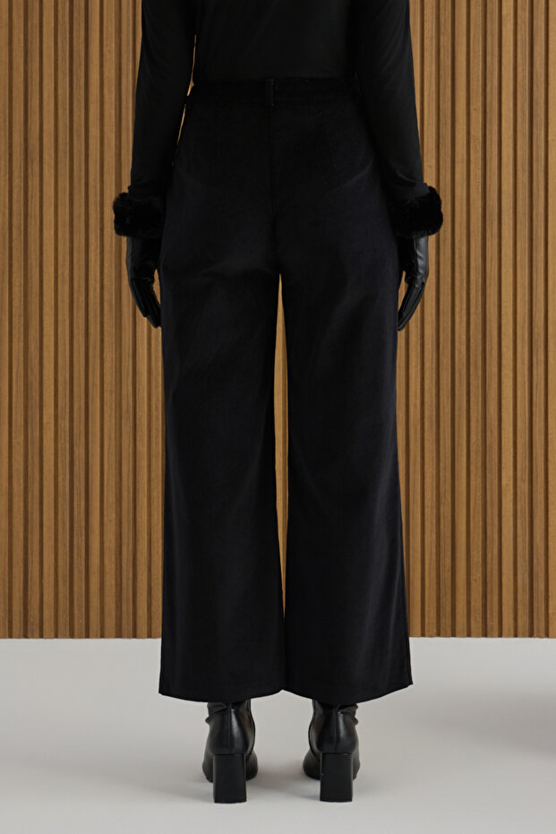 Siyah Kadife Pantolon - 5