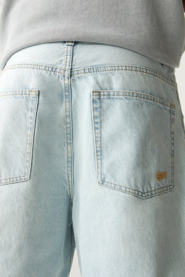 Baggy denim bermuda şort - 4