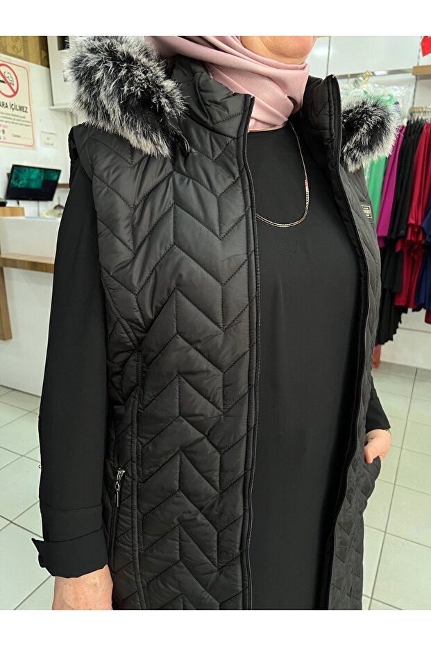 Siyah Kapitone Şişme Yelek - 2