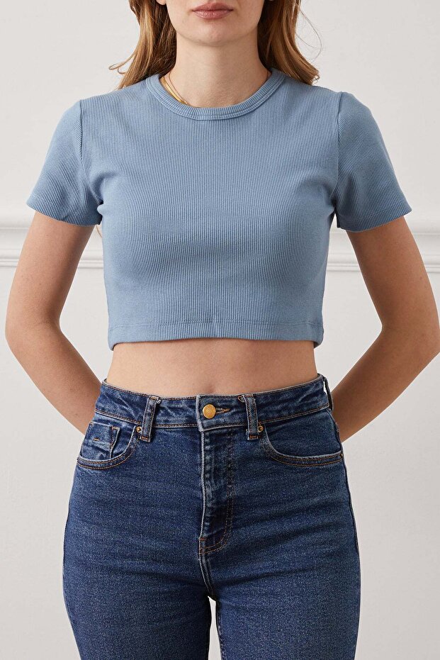 Zenne Corded Fabric Crop Bodysuit