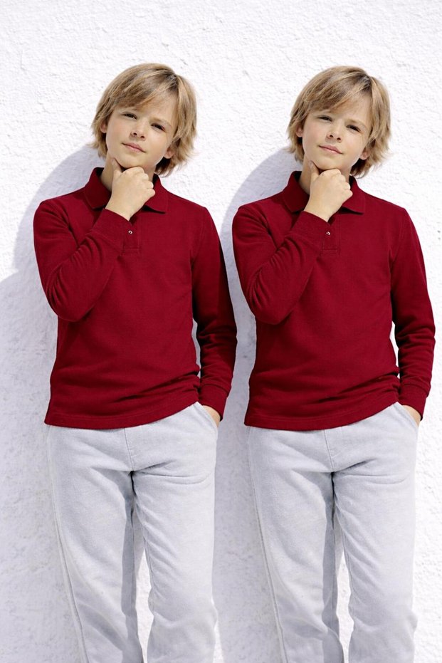 Unisex (Girls & Boys) Long Sleeve 2-Piece Polo Neck T-Shirt