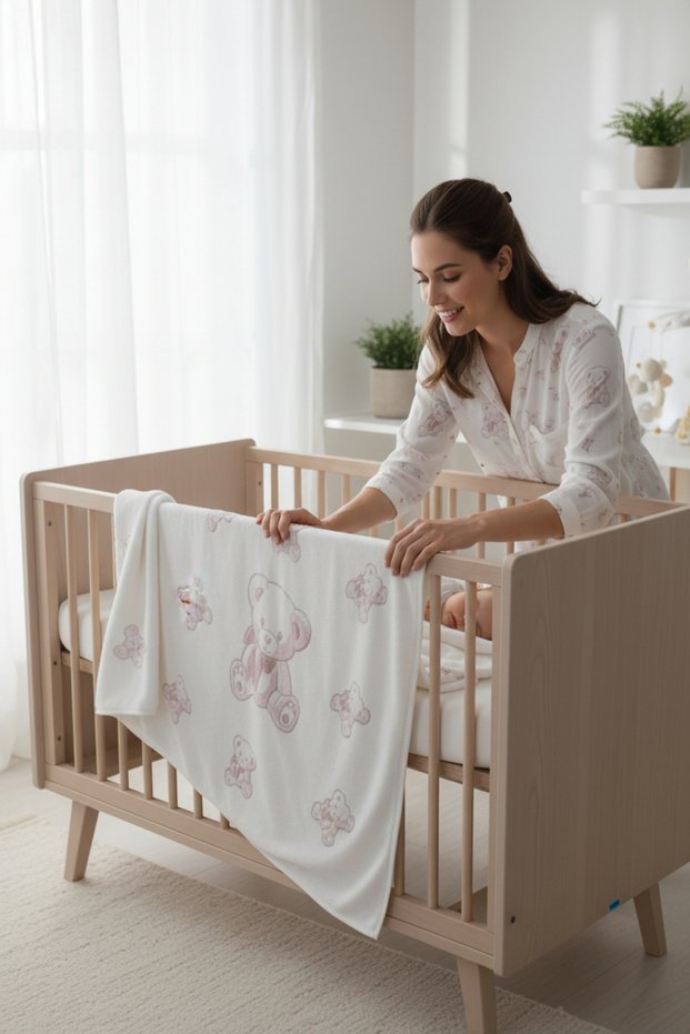 Teddy Bear Baby Blanket Wellsoft Soft Textured Embroidered Newborn Baby Blanket Gift