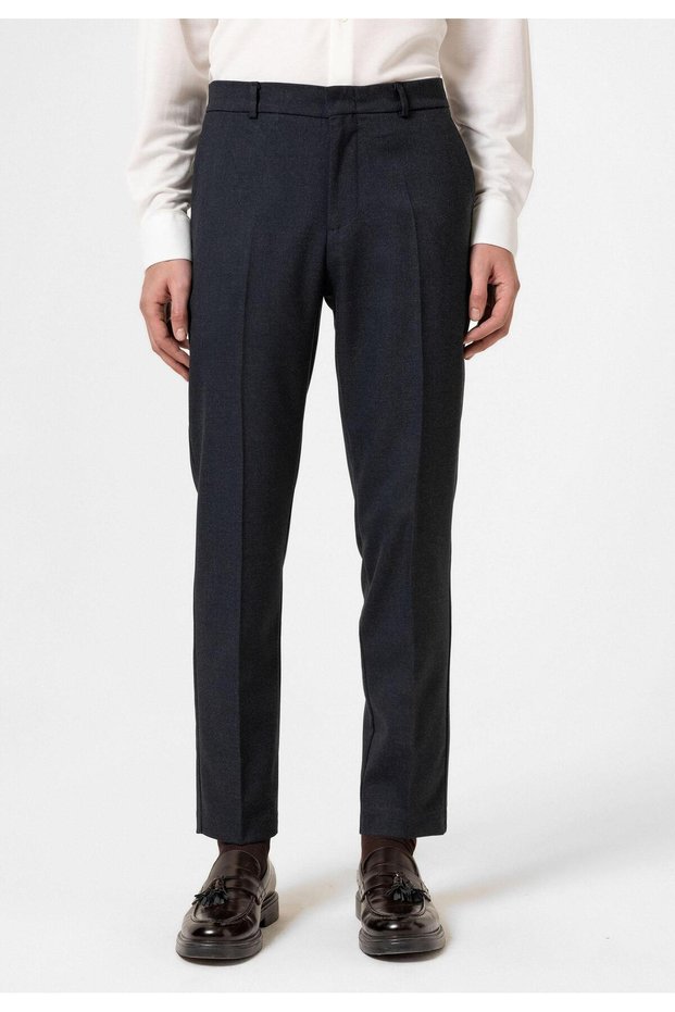 Navy Blue High Waist Classic Men's Trousers