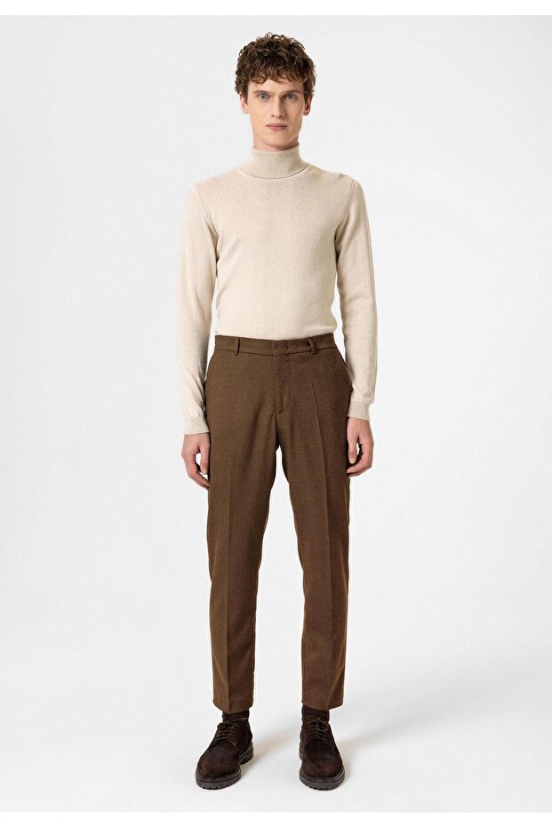 Tan High Waist Classic Men's Trousers