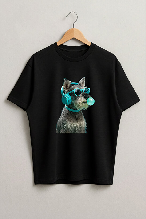 Blue Gum Headed Dog Printed Oversized Unisex Cotton Tshirt - T-Shirt