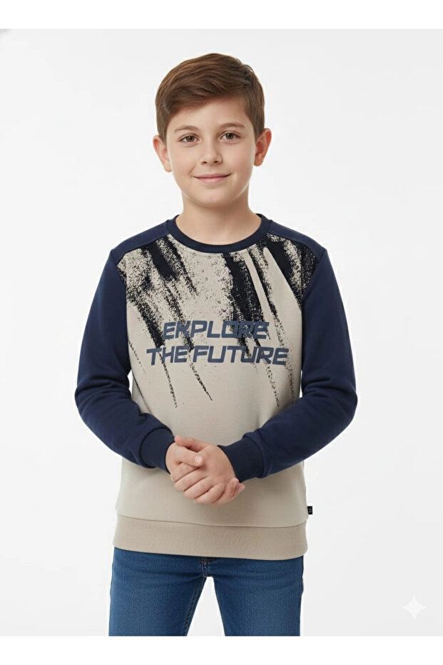 Yu-Ko Kids 3173 Explore Written Boys' Sweatshirt