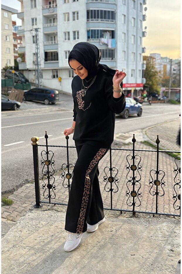 Alt üst leopar baskılı takım - 1