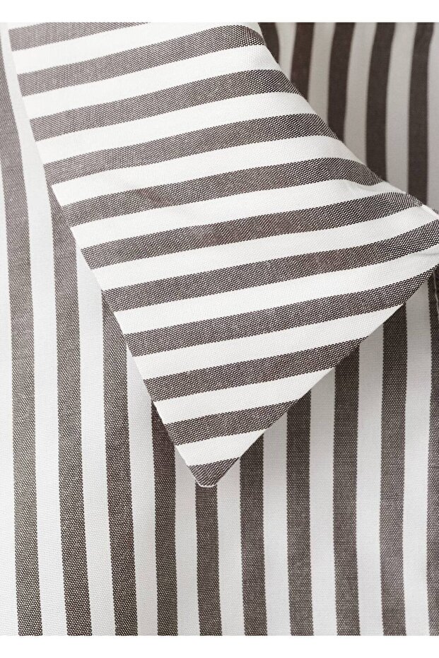 Çizgili crop gömlek - 5