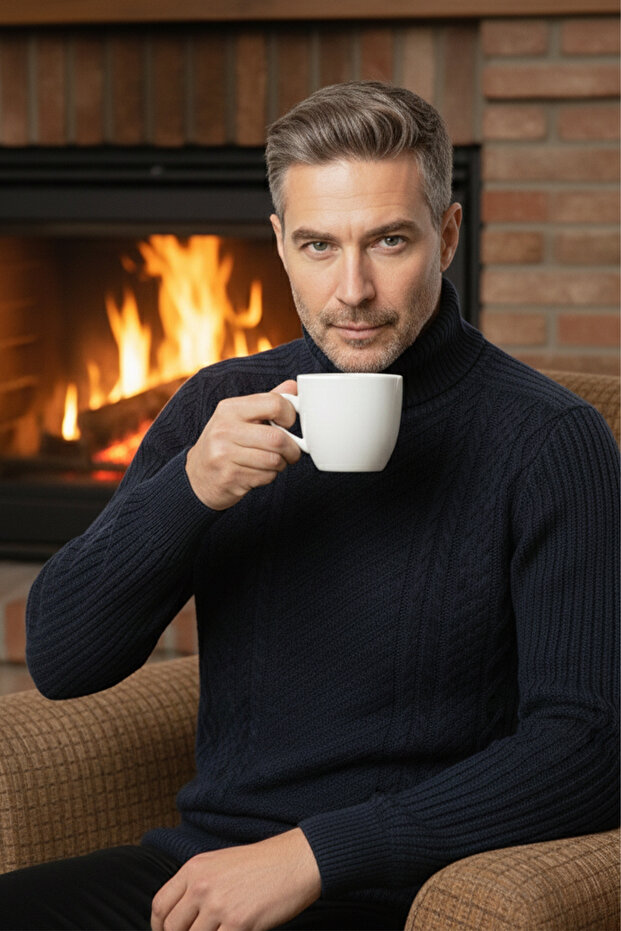 سترة نصف الياقة المدورة للرجال - 3